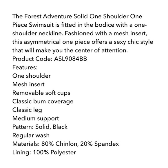 NWT Black Cupshe Forest Adventure One Shoulder Mesh One Piece Swimsuit Medium - Picture 6 of 7